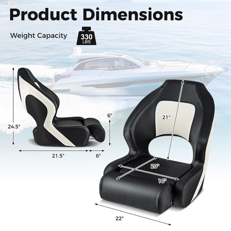 Load image into Gallery viewer, Goplus Sports Flip Up Boat Seat, Captain Bucket Seat w/Thick Sponge Bolster & Waterproof PVC Leather Upholstery