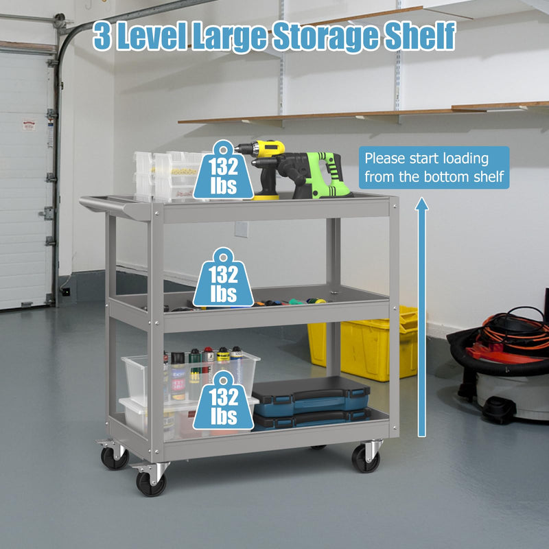 Load image into Gallery viewer, Goplus 3-Layer Service Utility Cart, Heavy Duty Unity Cart with Flat Handle