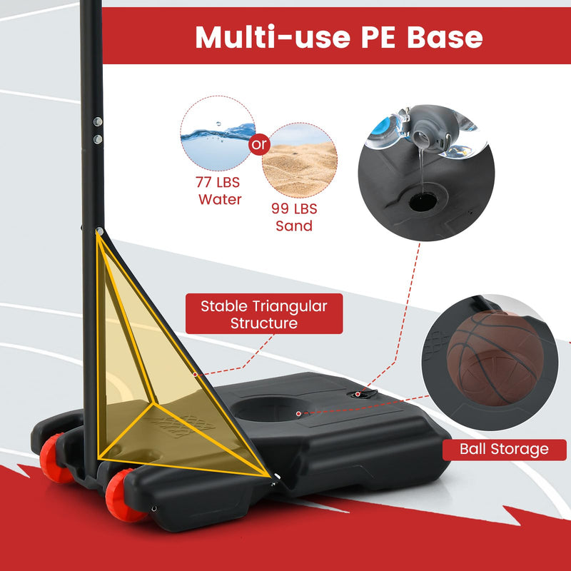Load image into Gallery viewer, Goplus Height Adjustable 6.3 FT-8.1 FT Basketball Hoop Stand, Basketball Hoop & Goal Set with Wheel, Ball Storage