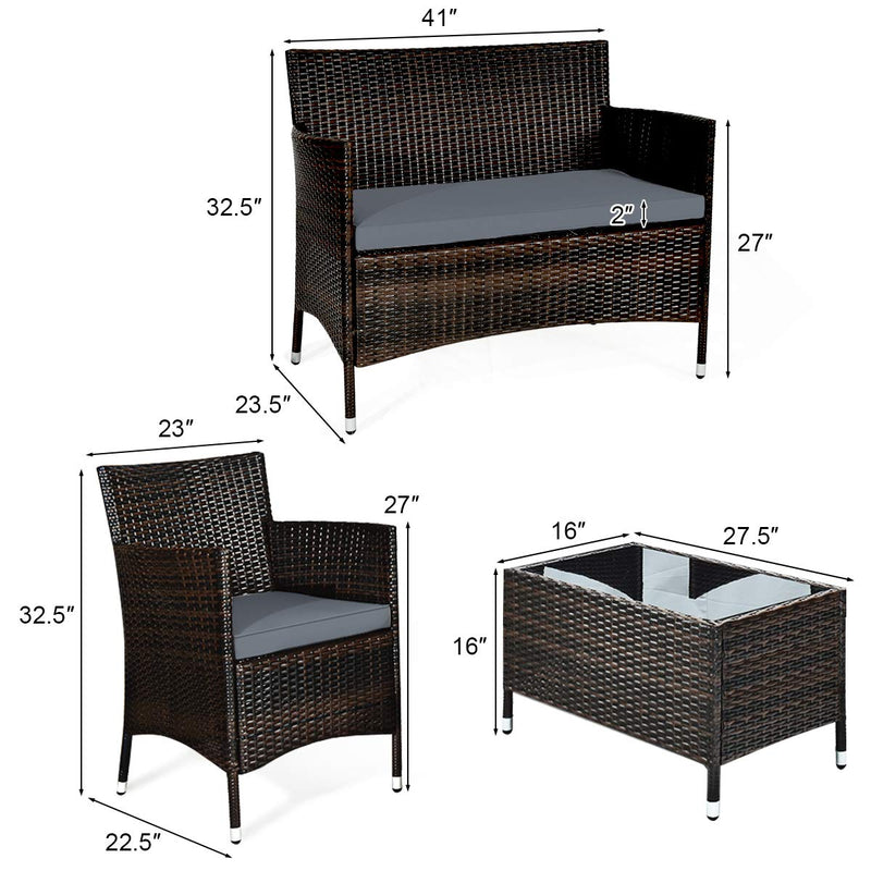 Load image into Gallery viewer, Goplus 4-Piece Rattan Patio Set