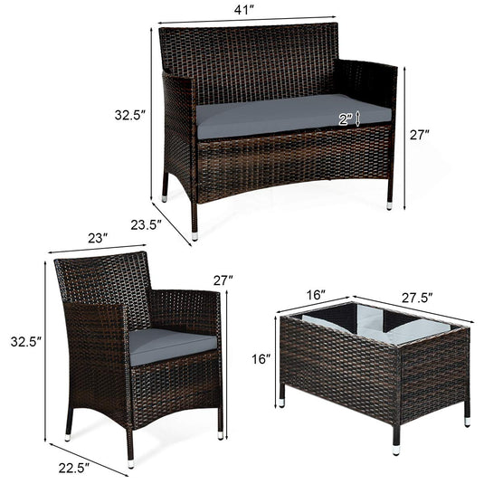 Goplus 4-Piece Rattan Patio Set