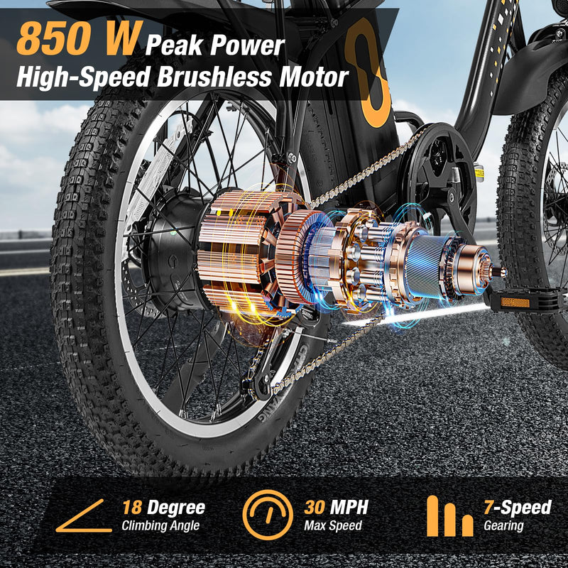 Load image into Gallery viewer, Folding Ebike with Basket 750W Brushless Motor (Peak 850W) for Adults