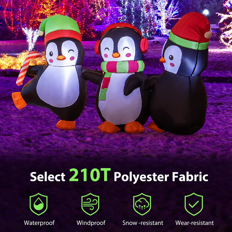 Load image into Gallery viewer, Goplus 6FT Christmas Inflatables, LED Lighted Xmas Inflatable Penguin Family Hand in Hand