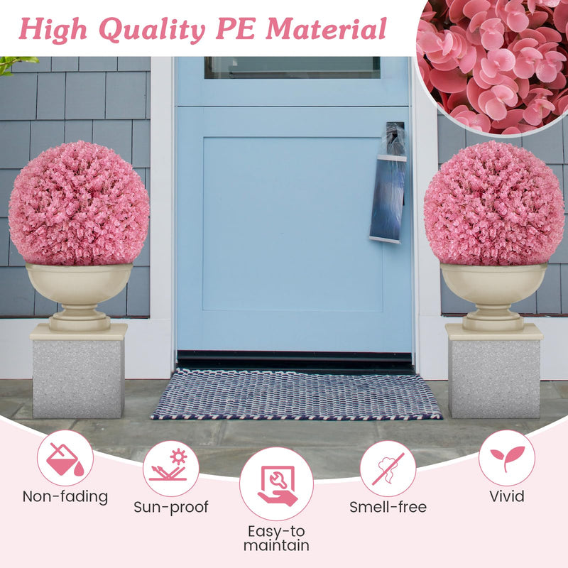 Load image into Gallery viewer, Goplus 17.5 Inch Topiary Balls Artificial Outdoor Set of 2, Faux Pink Eucalyptus Decorative Balls