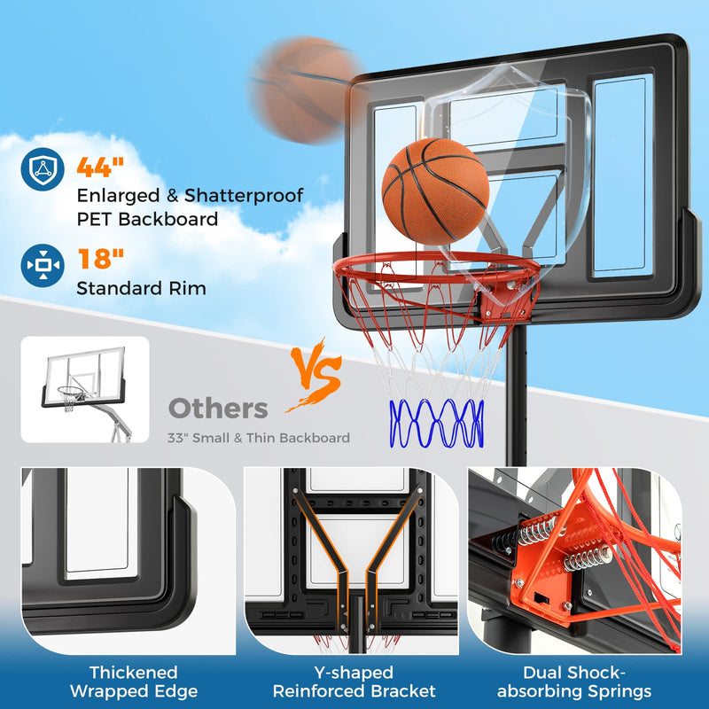 Load image into Gallery viewer, Goplus Portable Basketball Hoop, 10FT Height Adjustable Basketball Goal w/44‘’ Shatterproof Backboard