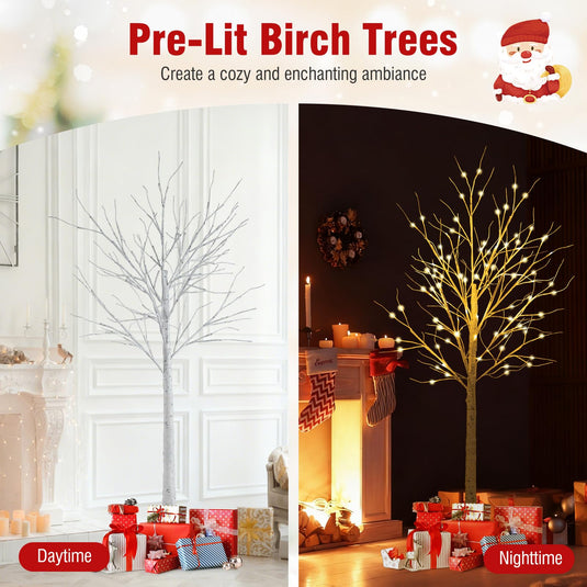 Goplus 4/5/6 FT Pre-Lit Artificial Christmas Trees with 216 Warm White LEDs ( Set of 3 )