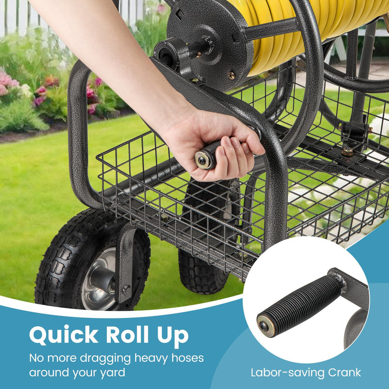 Load image into Gallery viewer, Goplus Hose Reel Cart with Storage Basket Hold Up to 300 ft of 5/8" Hoses
