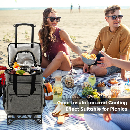Goplus 50-Can Collapsible Rolling Cooler, 3-in-1 Portable Insulated Soft Cooler Bag w/Movable Wheels