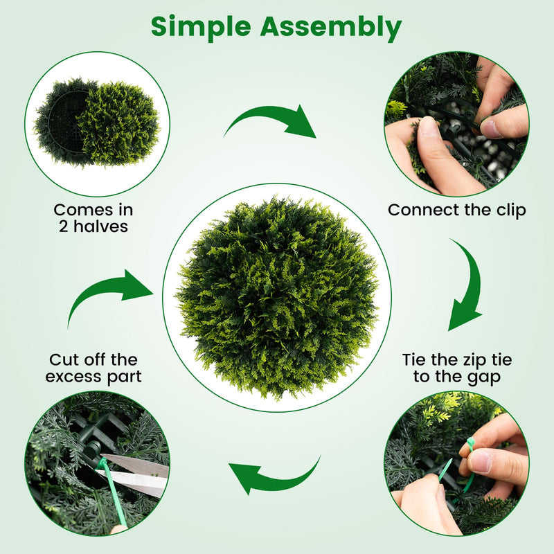 Load image into Gallery viewer, Goplus 2 PCS 18 Inch Artificial Cedar Topiary Ball, Round Faux Cypress Balls Outdoor, Fake Plant Sphere