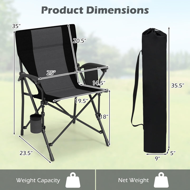 Load image into Gallery viewer, Goplus 350 LBS Portable Lawn Chair for Adults with Padded Armrests and Cup Holder