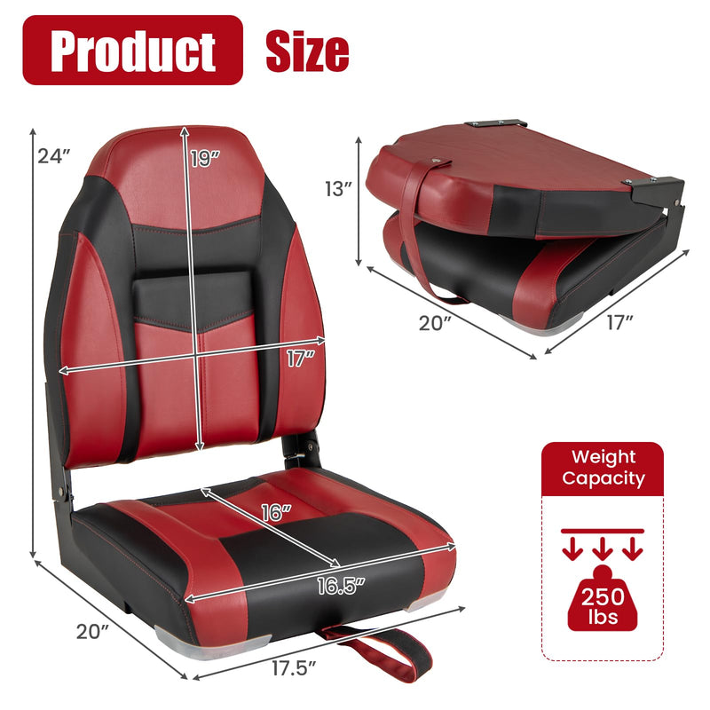 Load image into Gallery viewer, Goplus 2 Pieces High Back Folding Boat Seat Set with Sponge Cushion