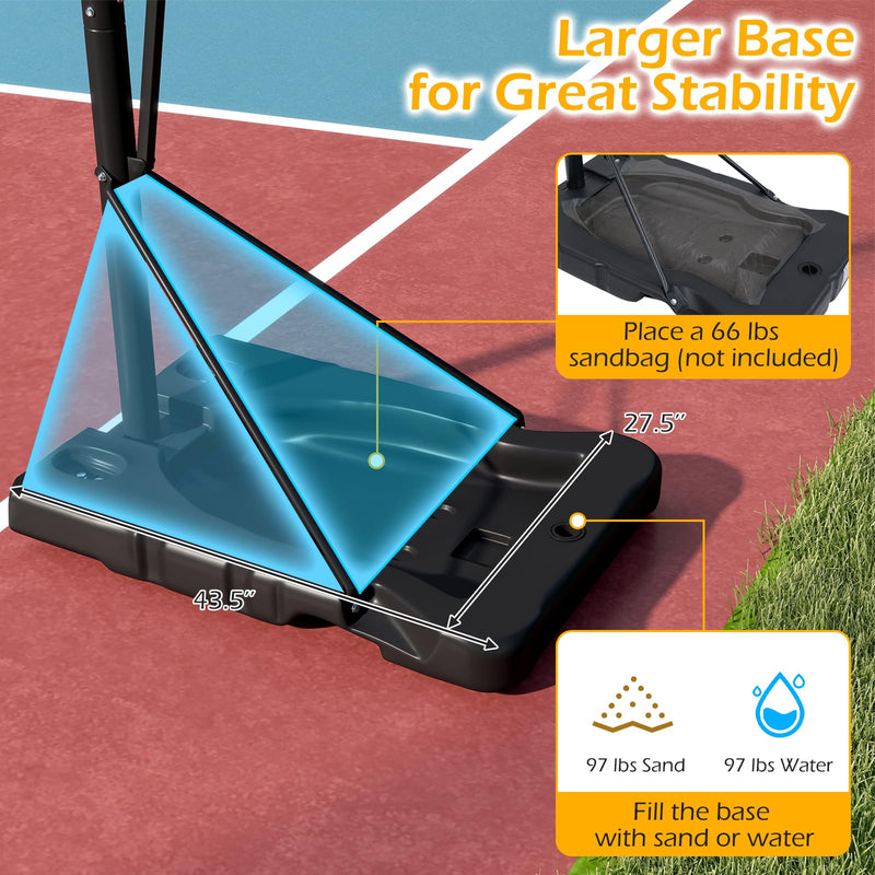 Load image into Gallery viewer, Goplus 5.6-10 FT Adjustable Portable Basketball Hoop Outdoor for Adults Backyard Driveway