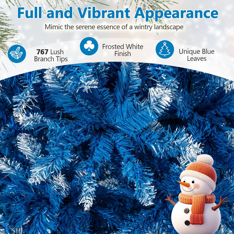 Load image into Gallery viewer, Goplus Blue Hinged Xmas Tree with Frosted PVC Branch Tips & Warm White LED Lights