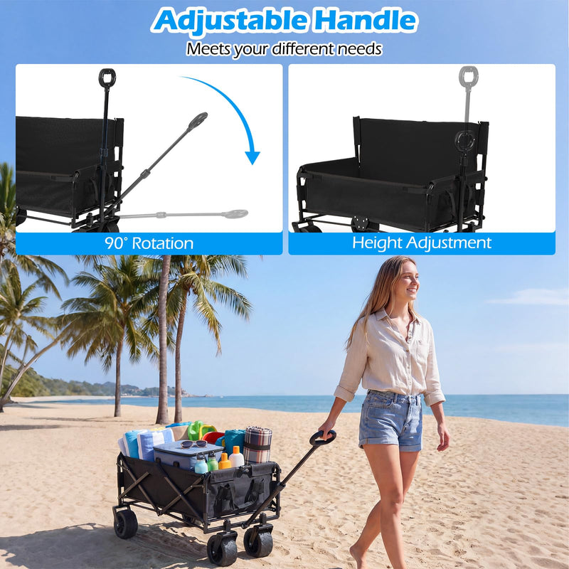 Load image into Gallery viewer, Goplus 2-in-1 Wagon Bench Seat Combo with Adjustable Push/Pull Handle & Soft Cushions
