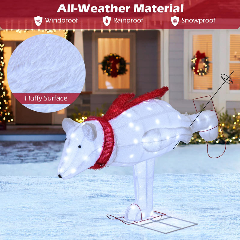 Load image into Gallery viewer, Goplus 4.5 FT Lighted Skiing Polar Bear, Light up Christmas Decoration with Red Scarf