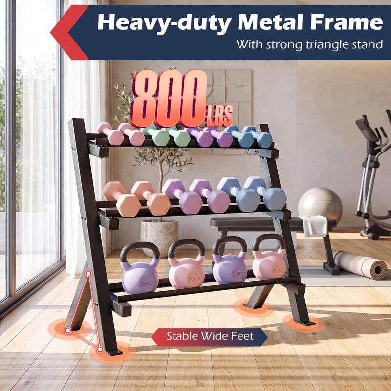 Load image into Gallery viewer, Goplus 3-Tier Adjustable Dumbbell Rack Stand Only for Home Gym Garage