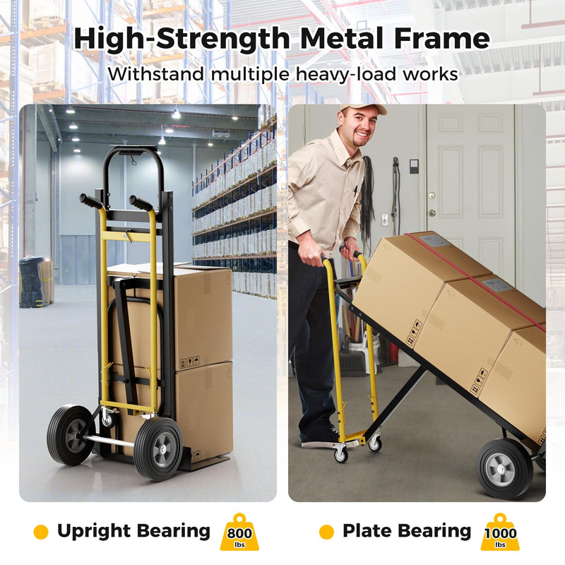 Load image into Gallery viewer, 3-in-1 Convertible Metal Dolly Cart with 4 Rubber Wheels - Goplus
