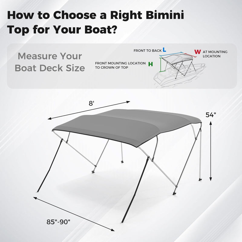 Load image into Gallery viewer, Goplus 4-Bow Bimini Top 600D Waterproof Oxford Fabric & Foldable Boat Shade