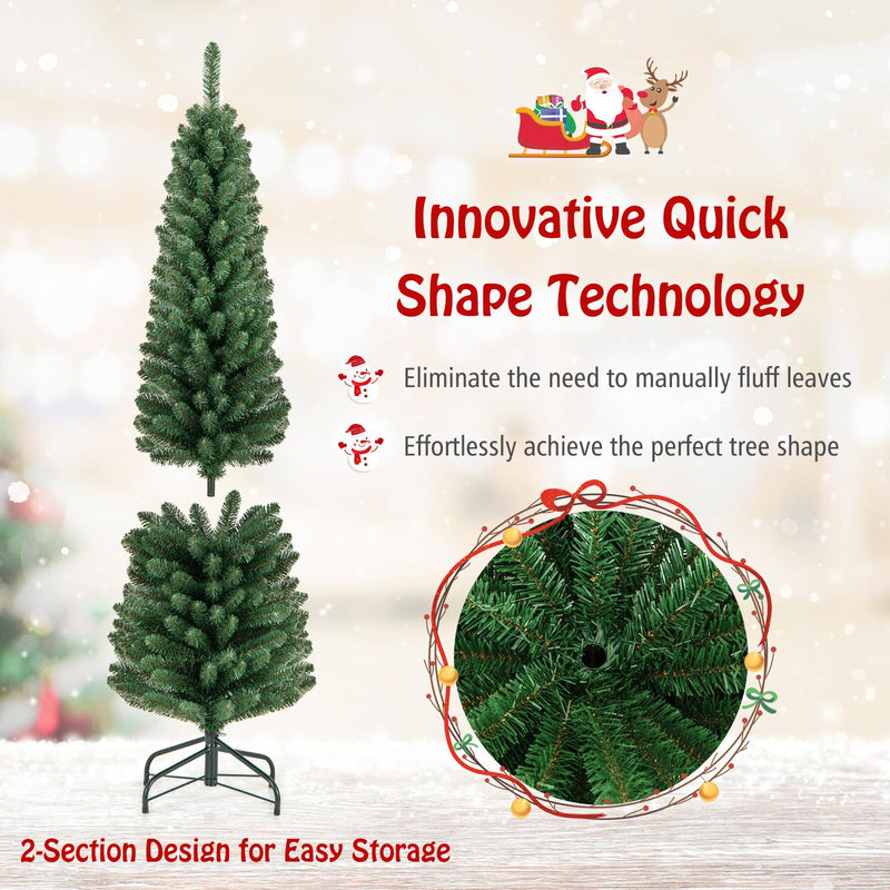 Load image into Gallery viewer, Goplus 5ft / 6ft / 7ft / 8ft Artificial Skinny Xmas Tree with Quick Shape Technology