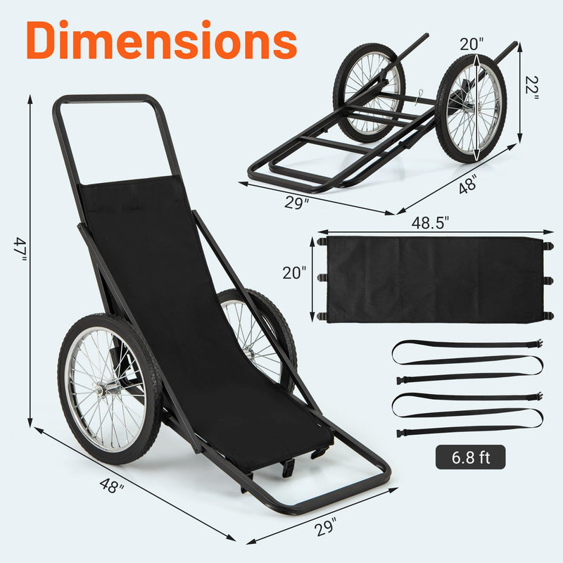Load image into Gallery viewer, Goplus Folding Deer Cart with Polyester Liner, 550 LBS Heavy-Duty Hunting Game Hauler with 20" Rubber Wheels, Ergonomic Handle