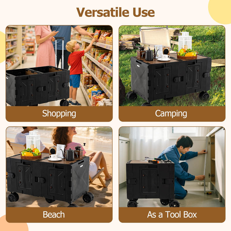 Load image into Gallery viewer, Goplus Portable Rolling Trolley Collapsible Cart for Grocery Shopping Camping & Travel