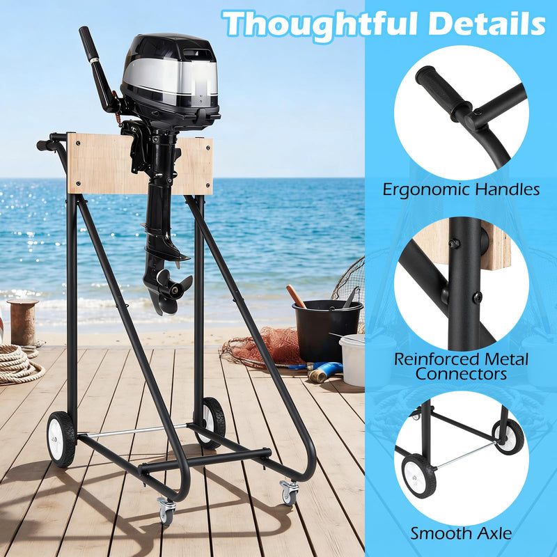 Load image into Gallery viewer, Goplus 330 LBS Boat Motor Stand w/ 4 Rubber Casters for Motor Transportation Repair Maintenance