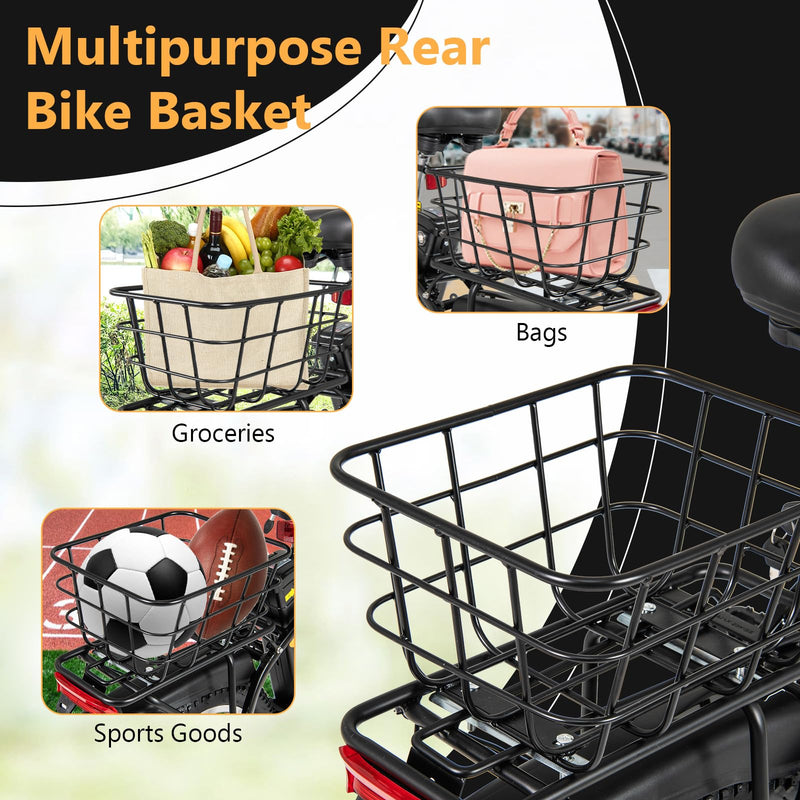 Load image into Gallery viewer, Goplus Ebike Basket Rear, Waterproof Metal Rear Bike Basket, Quick Assemble Bicycle Storage Basket