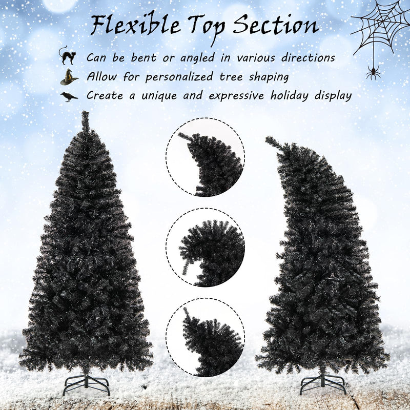 Load image into Gallery viewer, Goplus 6 FT Artificial Halloween Tree, Pre-Lit Black Christmas Tree with Bendable Top Section