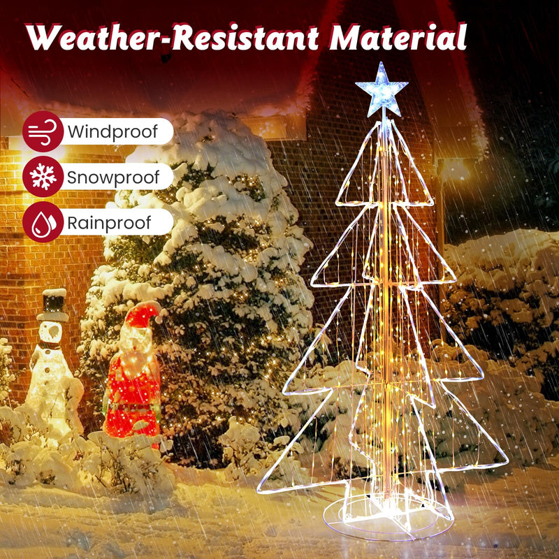 Load image into Gallery viewer, Goplus 5 FT LED Lighted Cone Tree, Indoor & Outdoor Xmas Decoration with Star Topper & Round Base