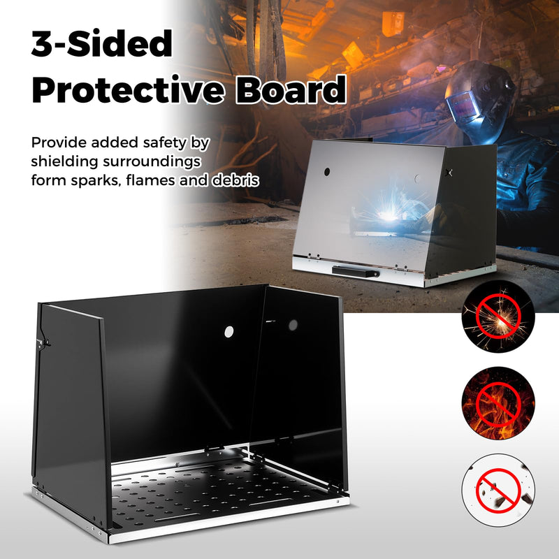 Load image into Gallery viewer, Goplus 17" x 20" Portable Galvanized Metal Work Table with 3 Protective Panels