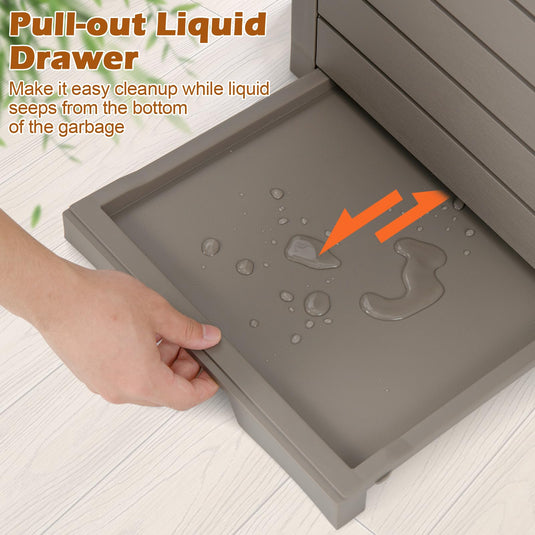 Goplus Outdoor Trash Can with Lid, 31 Gallon Large Outdoor Trash Bin & Pull-Out Liquid Drawer