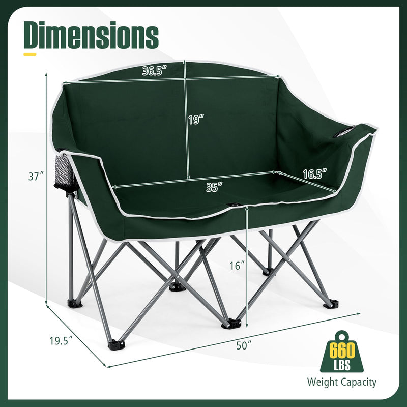 Load image into Gallery viewer, Goplus Folding 2-Person Couch w/2 Cup Holders Dual Back Pockets