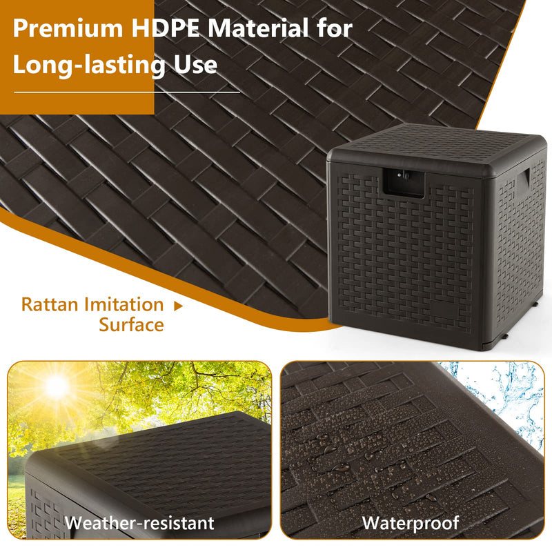 Load image into Gallery viewer, Goplus Outdoor Storage Box, 31 73 100 Gallon Waterproof Resin Patio Storage Box with Lockable Lid, Side Handle for Pillows, Cushions