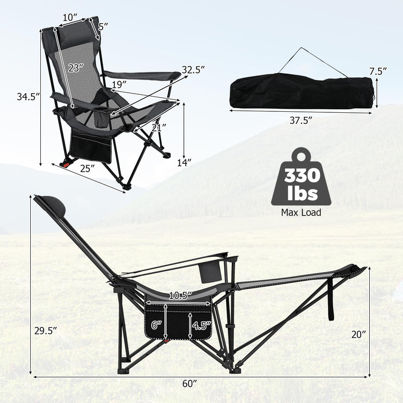 Load image into Gallery viewer, Goplus Folding Beach Chair w/4-position Backrest & Carrying Bag 330LBS Capacity