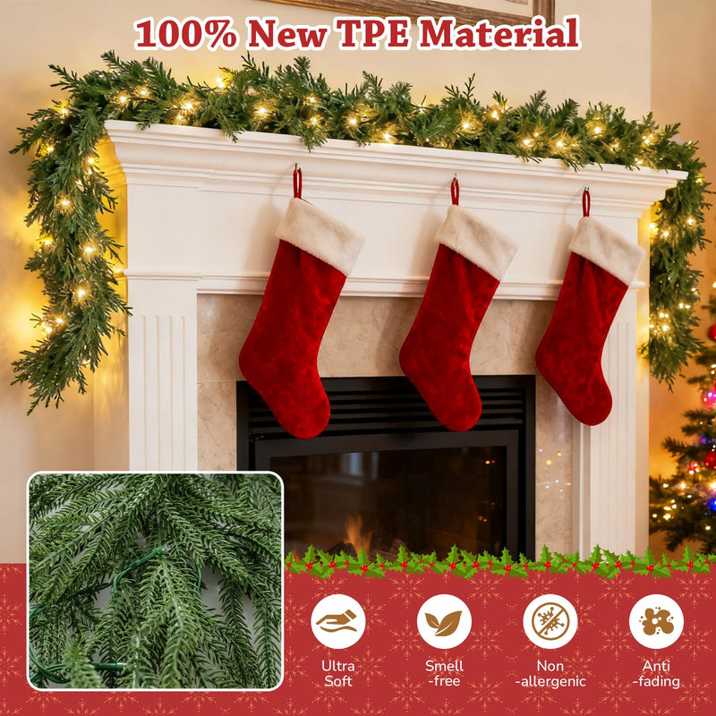 Load image into Gallery viewer, 9 FT Pre-lit Artificial Cypress Christmas Garland with 50 Warm White LED Lights and 130 Branch Tips