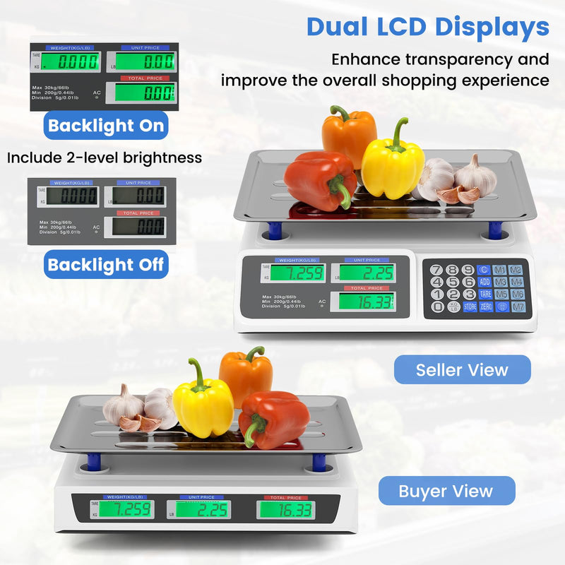 Load image into Gallery viewer, Goplus 66lb Price Computing Scale Commercial Food Scale with Dual LCD Displays