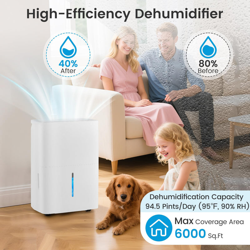 Load image into Gallery viewer, 94.5 Pints Dehumidifier for 6000 Sq.Ft Large Rooms, Basement, Bathroom
