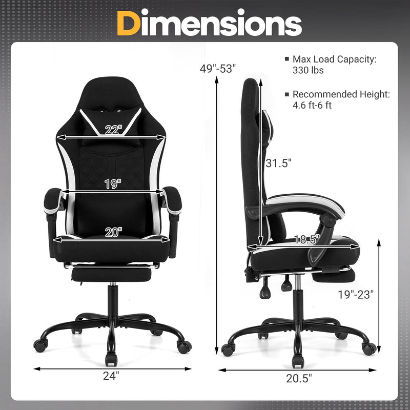 Load image into Gallery viewer, Goplus Ergonomic Gaming Chair w/Footrest Lumbar Support & Linkage Armrests