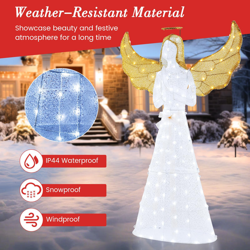 Load image into Gallery viewer, Goplus 5 FT Christmas Pre-Lit Angel, Yard Lighted-up Festive Angel w/Halo