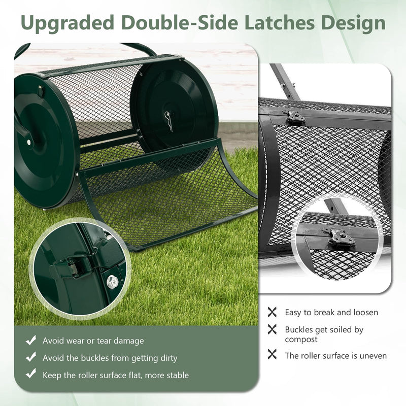 Load image into Gallery viewer, Goplus 24 inch Compost Spreader for Lawn, Lightweight Metal Mesh Lawn Roller Double Side Latches for Topdressing & Seedling