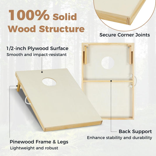 Goplus Solid Wood Corn Hole Game Board Includes 8 Bean Bags