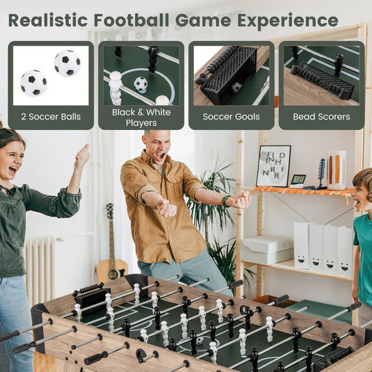 Goplus 54” Foosball Table for Adults, Competition Full Size Soccer Game Table with 2 Balls, 26 Players