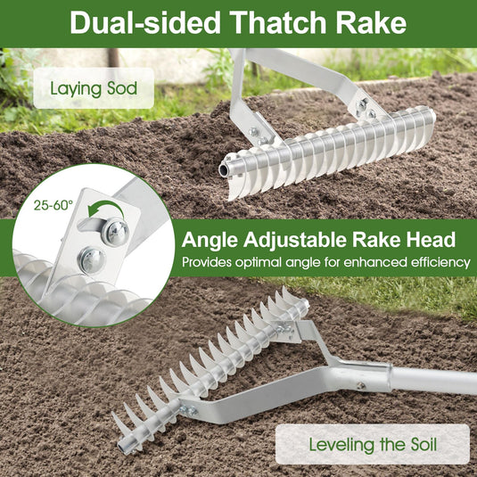Goplus 20-Inch Thatch Rake for Cleaning Dead Grass loosening Soil