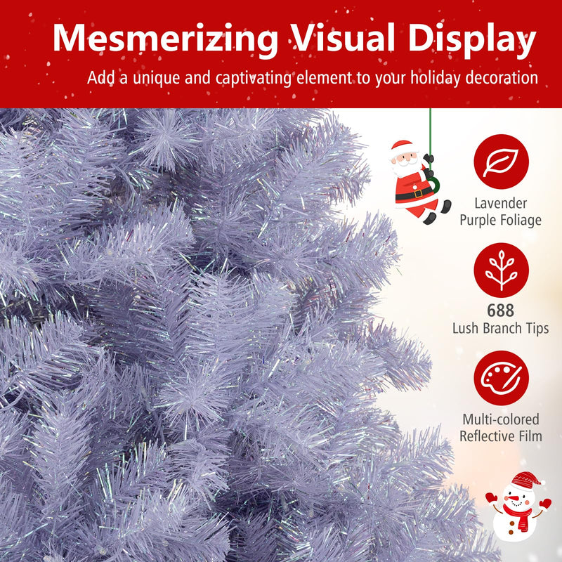 Load image into Gallery viewer, Goplus 6FT / 7.5FT Pre-Lit Tinsel Christmas Tree with Warm White LED Lights