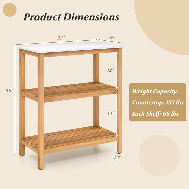 Load image into Gallery viewer, Goplus 32” x 16” x 36” 3-Tier Patio Wooden Sideboard