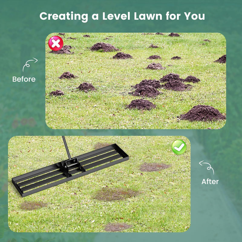 Load image into Gallery viewer, Goplus Lawn Leveling Rake 46" x 10" Heavy Duty Level Lawn Tool w/ Ergonomic Handle for Soil