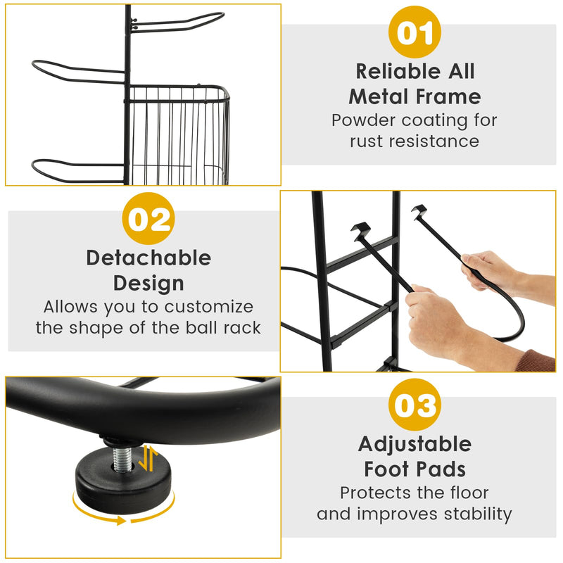Load image into Gallery viewer, Goplus Garage Sports Equipment Organizer, 7 Ball Storage Rack with Basket, 7-Tier Detachable Stand