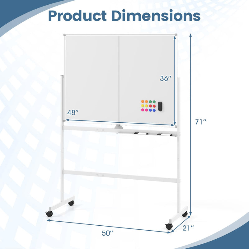 Load image into Gallery viewer, Goplus 48” x 36” Mobile White Board with Lockable Universal Wheels