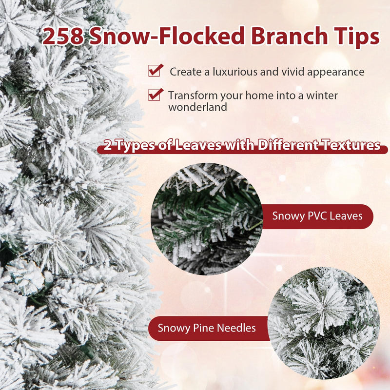 Load image into Gallery viewer, Goplus Pre-Lit Snow Flocked Pencil Christmas Tree for Home Office Holiday Decor