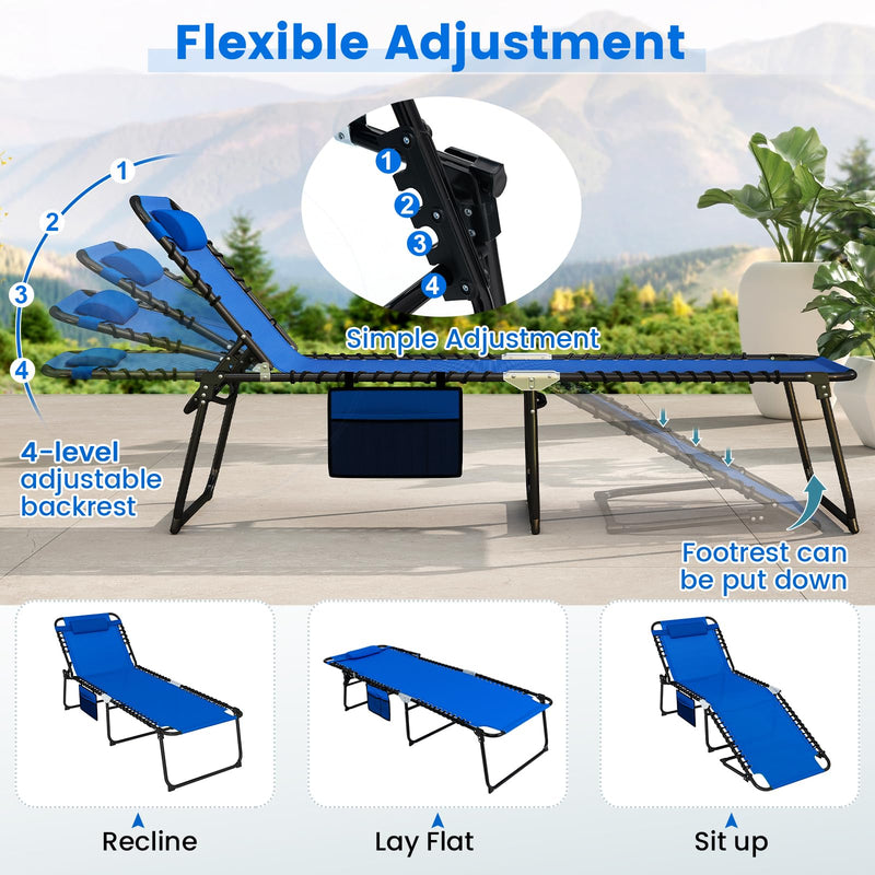 Load image into Gallery viewer, Goplus Extra Large Lounge Chair Outdoor Folding 5-Position Tanning Chair